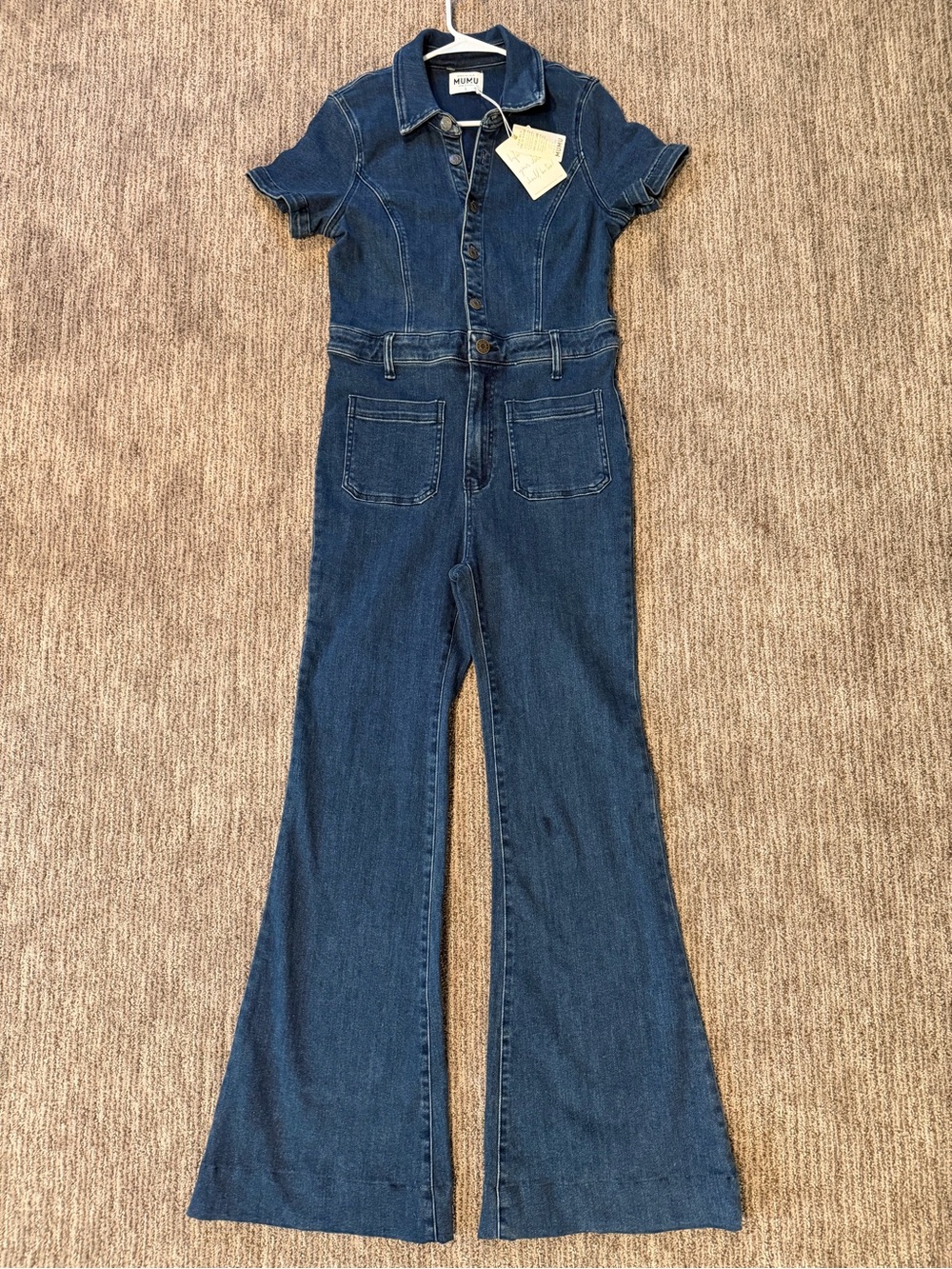Show Me Your MuMu Everhart Denim Stretch Jumpsuit Size Large New With Tags - Picture 6 of 16
